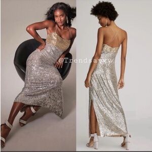 Sachin & Babi Sequin Midi Cocktail Dress Gold Silver Petite 10P Wedding NWT